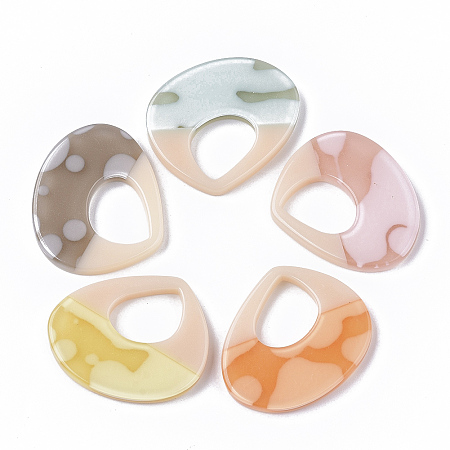 ARRICRAFT Acrylic Pendants, Two Tone, Imitation Gemstone, Teardrop, Mixed Color, 27x30x3.5mm, Hole: 11x14mm