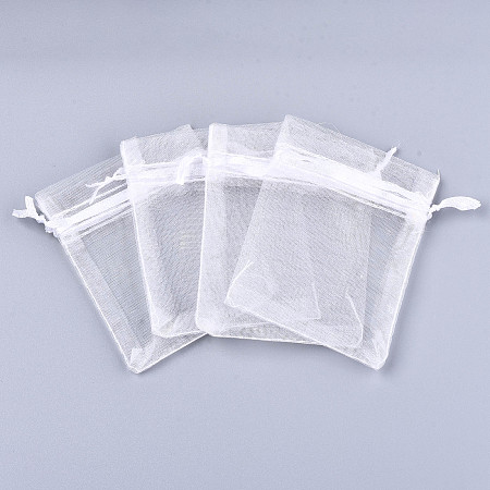 Honeyhandy Organza Gift Bags with Drawstring, Jewelry Pouches, Wedding Party Christmas Favor Gift Bags, White, 20x15cm
