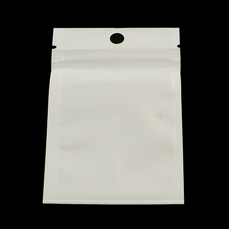 Honeyhandy Pearl Film Plastic Zip Lock Bags, Resealable Packaging Bags, with Hang Hole, Top Seal, Self Seal Bag, Rectangle, White, 13x8cm, inner measure: 9.5x7cm