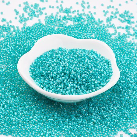 Honeyhandy (Toho code TR-11-2104) TOHO Japanese Seed Beads, Round, 11/0, (2104) Silver Lined Milky Teal, 2x1.5mm, Hole: 0.5mm, about 933pcs/10g