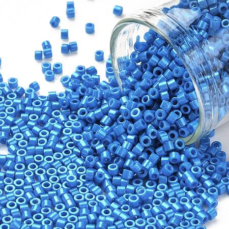 Honeyhandy Cylinder Seed Beads, Opaque Colours Luster, Uniform Size, Royal Blue, 2x1.5mm, Hole: 0.8mm, about 888pcs/10g