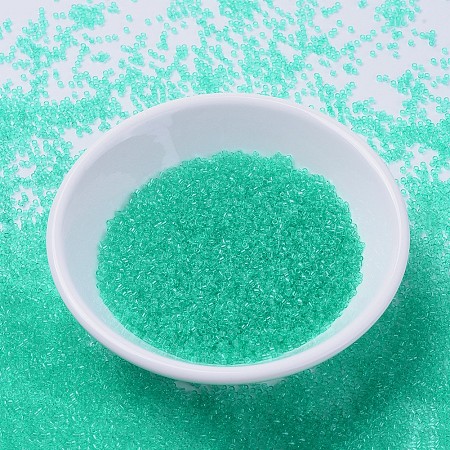 MIYUKI Delica Beads, Cylinder, Japanese Seed Beads, 11/0, (DB1304) Dyed Transparent Dark Mint Green, 1.3x1.6mm, Hole: 0.8mm; about 2000pcs/10g