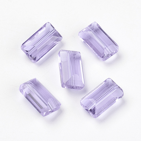 Honeyhandy Imitation Austrian Crystal Beads, Grade AAA, Faceted, Rectangle, Lilac, 10x15.5x7mm, Hole: 0.9~1mm