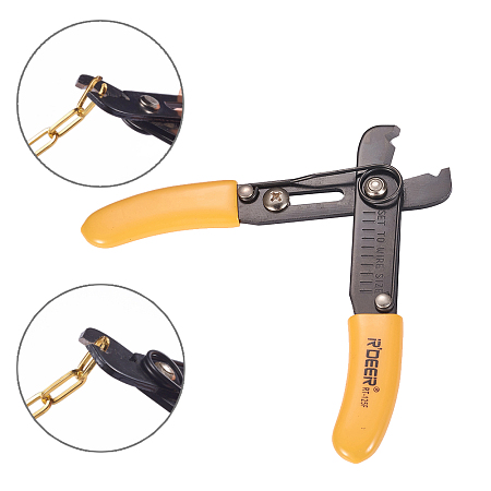 ARRICRAFT Iron Pliers, Quick Link Connector & Remover Tool, for Opening and Clamping Unwelded Link Chain, with Random Color Plastic Handle Cover, Gunmetal, 120x96x9mm
