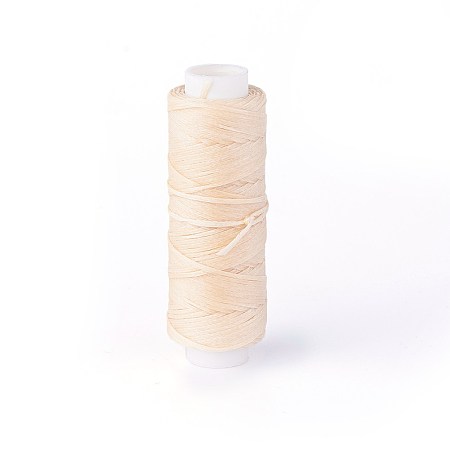 Honeyhandy Waxed Polyester Cord, Micro Macrame Cord, for Leather Project, Bracelet Making, Shoe Reparing, Bookbinding, Flat, Cornsilk, 0.8mm, about 32.8 yards(30m)/roll