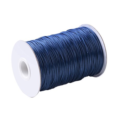 NBEADS 1 Roll 100 Yards 2mm Midnight Blue Beading Cords and Threads Crafting Cord Korean Waxed Polyester Thread for Jewelry Making Bracelet