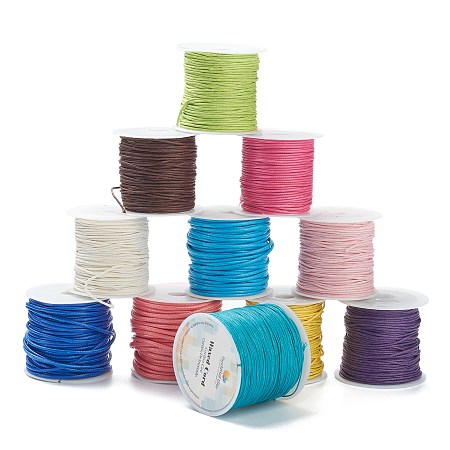 ARRICRAFT Waxed Polyester Cord, Round, Mixed Color, 0.4~2mm, about 4~10m/roll