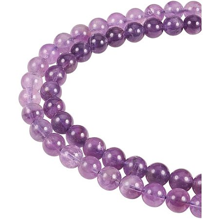 Natural Amethyst Beads Strands, Round, 8mm, Hole: 1mm