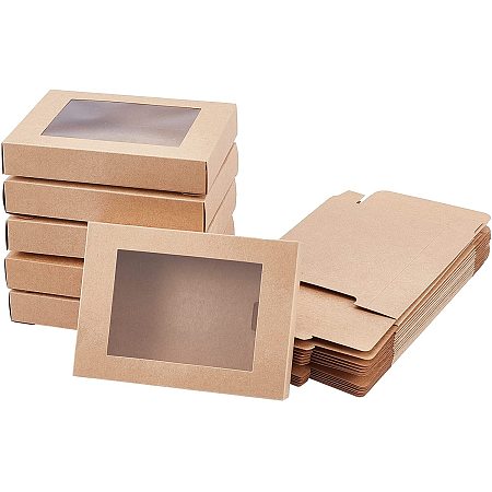 Cardboard Box, with PVC Clear Window, Rectangle, Camel, 17.5x13.5x3.5cm