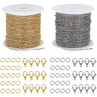 BENECREAT 65 Feet/20M 2 Colors Brass Cable Link Chains Necklace Spool with 40Pcs 304 Stainless Steel Jump Rings and 40Pcs Lobster Clasps