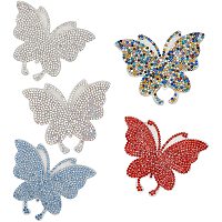 NBEADS 5 Pcs 5 Colors Butterfly Rhinestone Patches, Iron/Sew on Appliques Glass Rhinestone Butterfly Stickers for Decoration or Repair of Clothing Backpacks Jeans Caps Shoes