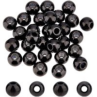 UNICRAFTALE 30pcs Electrophoresis Black Round Beads Metal Rondelle Spacer Bead Stainless Steel Loose Beads for Jewelry Making 3mm Hole