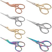 PandaHall Elite 7 Pieces Stork Scissors, Crane Design Sewing Scissors Stainless Steel Tip Dressmaker Shears DIY Tools for Embroidery, Craft, Needle Work, Art Work (Silver, Gold, Multicoloured)