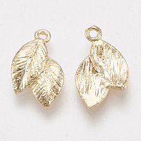 Arricraft Brass Charms, Real 18K Gold Plated, Leaf, 13x7.5x1.5mm, Hole: 1mm