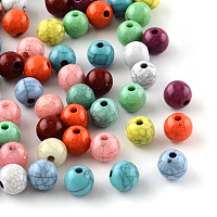 Honeyhandy Imitation Turquoise Acrylic Beads, Round, Mixed Color, 8mm, Hole: 2mm