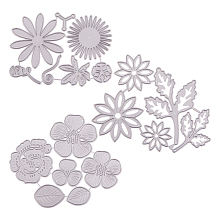 SUNNYCLUE Carbon Steel Cutting Dies Stencils, for DIY Scrapbooking/Photo Album, Decorative Embossing DIY Paper Card, Flower, Matte Platinum Color, 3pcs/set