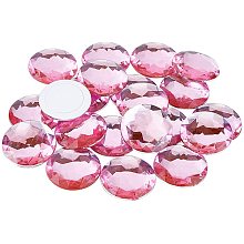 Self-Adhesive Acrylic Rhinestone Stickers, for DIY Decoration and Crafts, Faceted, Half Round, Pink, 30x6mm; 50pcs/box