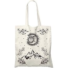 FINGERINSPIRE Sun Moon Mountain Canvas Tote Bag (15x13 Inch) Large Canvas Market Beach Travel Bag, Reusable Grocery Shopping Tote Bag Portable Storage Handbags