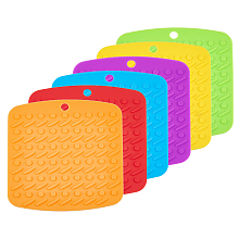 DICOSMETIC 6 Colors Silicone Hot Pads Rectangle Trivets Mats for Hot Dishes Heat Resistant Non-Slip Hot Pads for Kitchen 18x17.3x0.4cm Heat Insulation Pads(6Pcs Packed)