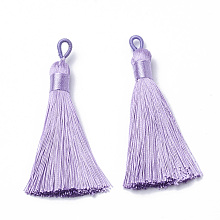 Honeyhandy Polyester Tassel Big Pendants Decoration, Lilac, 80~90x8.5~9mm, Hole: 4x6mm