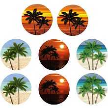 ARRICRAFT 4pcs/Set Window Stickers Beach Coconut Tree Pattern Window Clings Island Scenery Floor Clings Self Adhesive Window for Window Decoration Anti-Collision Reminder 13.8"x9.5"