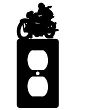 CREATCABIN Single Duplex Wall Plate Motorcycle with Screws Unbreakable Faceplate Outlet Cover Replacement Receptacle Decorative Wall Art Signs Black 2.8 x 6.9inch