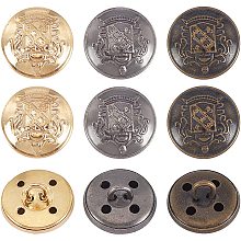 OLYCRAFT 18pcs Metal Blazer Button Set Crown Vintage Shank Buttons 14.5mm for Blazer, Suits, Coat, Uniform and Jacket - Antique Golden