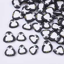 Honeyhandy Handmade Polymer Clay Cabochons, Fashion Nail Art Decoration Accessories, Penguin, Black, 4~6.5x4~5.5x0.5~1.5mm, about 35000~40000pcs/500g