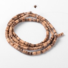 Honeyhandy Natural Coconut Column Bead Strands, 3~4x1.5~5mm, Hole: 1mm, about 208pcs/strand, 23.6 inch