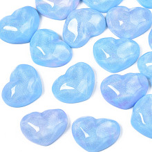 Honeyhandy Transparent Resin Cabochons, Water Ripple, Heart, Light Sky Blue, 17x21x7.5mm