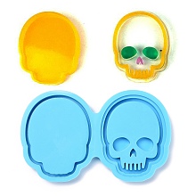 Honeyhandy Shaker Mold, DIY Quicksand Jewelry Silicone Molds, Resin Casting Molds, For UV Resin, Epoxy Resin Jewelry Making, Skull, Deep Sky Blue, 80x131x10mm, Inner Diameter: 72x58mm