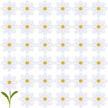 GORGECRAFT 40Pcs Daisy Flower Patches Floral Iron on Patch Small Delicate Computerized Embroidered Appliqué Costume Accessories for Dress Backpack Jacket (White)