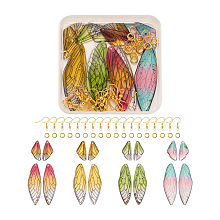 DIY Dangle Earring Making Ktis, Including 50Pcs Brass Jump Rings & 40Pcs Earring Hooks, 8 Bag Resin Pendants Wing, Golden, 18 Gauge, 6x1mm, Inner Diameter: 4mm, 50pcs