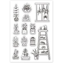 GLOBLELAND Potted Plants Clear Stamps Silicone Stamp Cards Cute Plants Clear Stamps for Card Making Decoration and DIY Scrapbooking