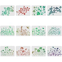 FINGERINSPIRE 12 Pcs Wild Flower Stencils Drawing Painting Templates Sets 8.3x11.7inch Plastic Vine Drawing Painting Stencils Cherry Blossom Template Sets for Painting on Wood, Floor, Wall and Tile