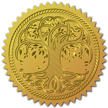 CRASPIRE 100pcs Gold Foil Stickers Embossed Certificate Seals Self Adhesive Stickers Medal Decoration Stickers Certification Graduation Corporate Notary Seals Envelope (tree of life)