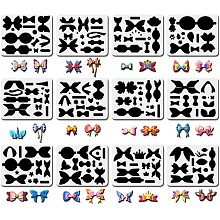 FINGERINSPIRE 12 Sets Plastic Bows Tie Making Template, 9.8x7.8inch Unicorns Mermaids Crowns Butterflies Deer Style Bows Stencil for Card Making, Hairpin and DIY Craft Making