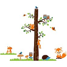 Arricraft 4 Sheets/Set Kids Height Growth Chart Wall Sticker Fox Owl Animals Self-Adhesive Cartoon Kids Height Wall Sticker for Baby Room Nursery Bedroom Living Room Decor 35.4x15.35inch