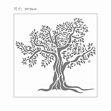 GORGECRAFT Plastic Drawing Painting Stencils Templates, Square, Tree Pattern, 30x30cm