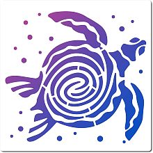 GORGECRAFT Sea Turtle Stencil 18x18cm Plastic Square Painting Stencils Reusable Summer Ocean Theme Drawing Template for Painting on Wall Fabric Scrapbooking Card DIY Art Crafts Home Decorations