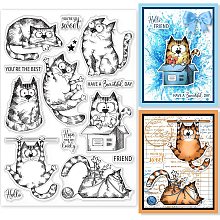 GLOBLELAND 8.3x5.8in Cat Clear Stamps Lovely Cat Silicone Stamps Wish Words Rubber Transparent Rubber Seal Stamps for Card Making DIY Scrapbooking Crafting Decoration