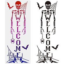 Skeleton Stencil Skeleton Welcome Stencils Spiderweb Spider Bat Halloween Template 15.7×39.4inch Reusable DIY Art Projects Decoration for Wood, Wall, Fabric,Chalkboard, Sign