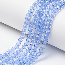 Honeyhandy Glass Beads Strands, Faceted, Rondelle, Light Sky Blue, 3x2mm, Hole: 0.8mm, about 150~155pcs/strand, 15~16 inch(38~40cm)