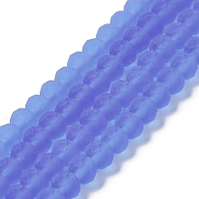 Transparent Glass Beads Strands, Faceted, Frosted, Rondelle, Medium Slate Blue, 4mm, Hole: 1mm