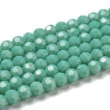 Imitation Porcelain Glass Beads Stands, Faceted, Round, 6mm, Hole: 1mm, about 98pcs/strand, 20.47''(52cm)