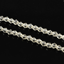 Honeyhandy Transparent Glass Bead Strands, Faceted, Bicone, Clear, 4x4.5mm, Hole: 1mm, about 92~96pcs/strand, 13.78~14.37 inch