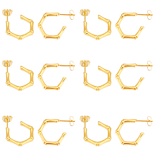 DICOSMETIC 6Pair Stainless Steel Half Hoop Earrings Bamboo Stud Earrings Golden Color Open Chunky Hoop Earrings Set for Women Earring Jewelry Making