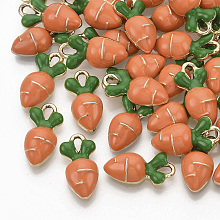 Honeyhandy Alloy Enamel Pendants, Light Gold, Carrot, Coral, 17.5x9x5mm, Hole: 2~3.5mm