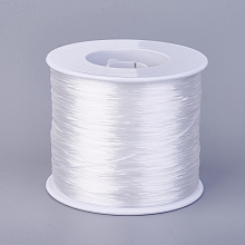 Honeyhandy Flat Elastic Crystal String, Elastic Beading Thread, for Stretch Bracelet Making, White, 0.7mm, about 546.8 yards(500m)/roll