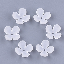 Arricraft 4-Petal Transparent Acrylic Bead Caps, Frosted, Flower, Clear, 16x16.5x6mm, Hole: 1.5mm